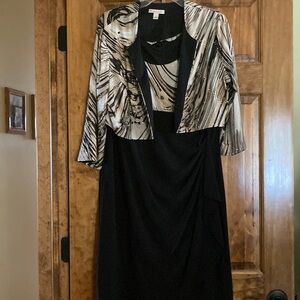Chic Black Dress with Abstract Jacket